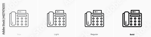 fax icon. Thin, Light, Regular And Bold style design isolated on white background