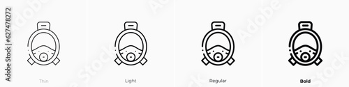 diving mask icon. Thin, Light, Regular And Bold style design isolated on white background
