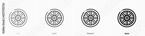 dharma wheel icon. Thin, Light, Regular And Bold style design isolated on white background