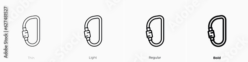 carabiner icon. Thin, Light, Regular And Bold style design isolated on white background