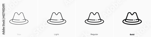 bowler icon. Thin, Light, Regular And Bold style design isolated on white background