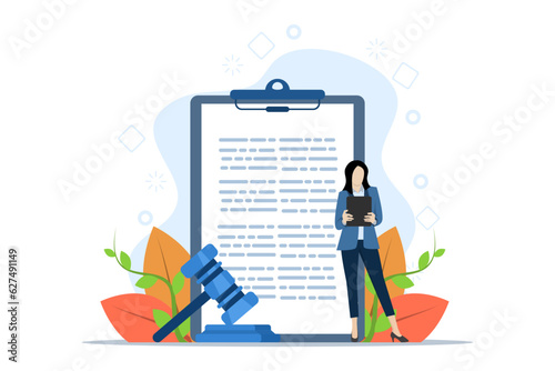 Terms and conditions, privacy policy, legal notice concept with characters. abstract vector illustration of signing a business contract. Company document, agreement check, data protection metaphor.