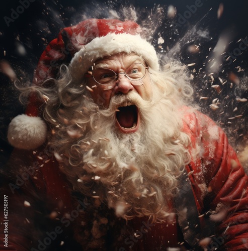 Angry Santa clause screaming and wailing