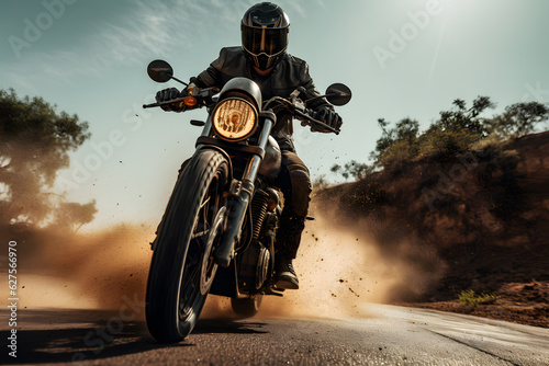 A man wearing a helmet and riding a motorcycle