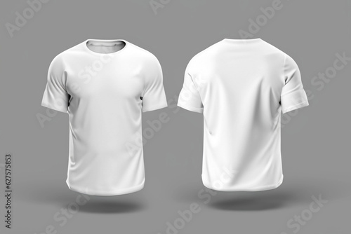 3D Rendering White Men's T-Shirt Mockup Set with Sports Shirt Design, Front and Side View - Adobe Stock, stock images