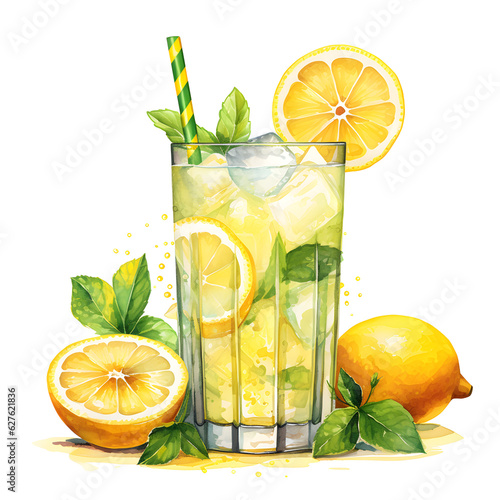 lemonade in the style of Watercolor art clipart