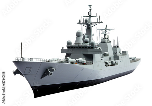 Realistic modern warship (PNG) on transparent background