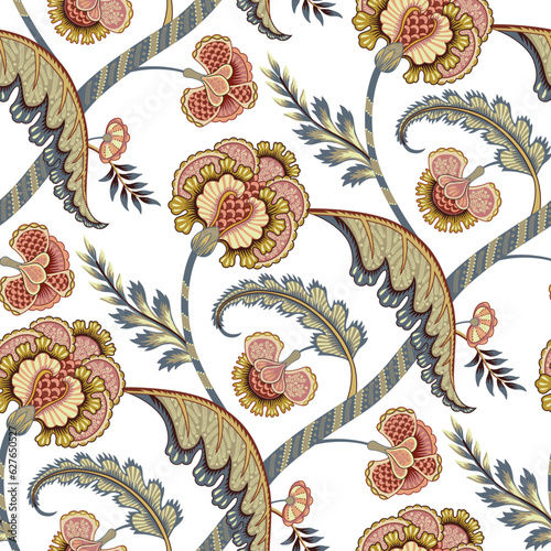 Indian floral seamless pattern. Chintz wallpaper.