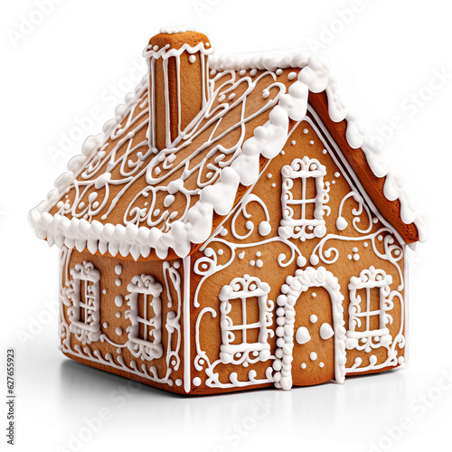 Gingerbread house isolated on white background 