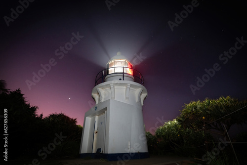 Fingal Head lighthouse at night
