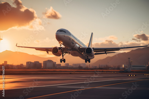 A plane taking off from an airport