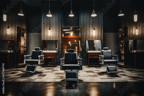 Hairdresser salon interior design. Generate Ai