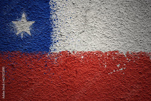 painted big national flag of chile on a massive old cracked wall