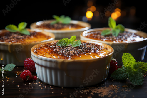 Creme brulee dessert , yummy french burnt cream