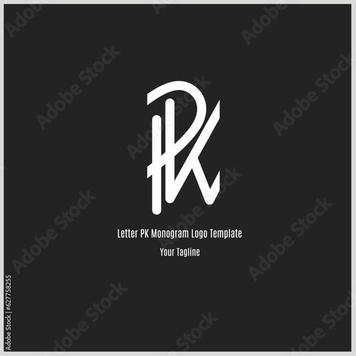 Letter PK monogram logo template. White color. Vector Illustration for Icon, Symbol, Logo etc
