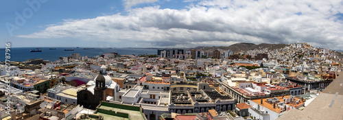 Panoramic view of the historic center of the city of Las Palmas , from the top of the cathedral, Las Palmas de Gran Canaria, Spain