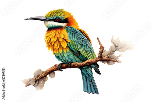 Bee-eater on white background - Generative AI