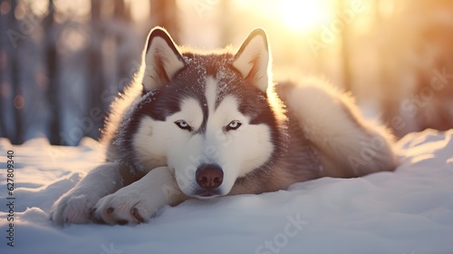 siberian husky in the snow