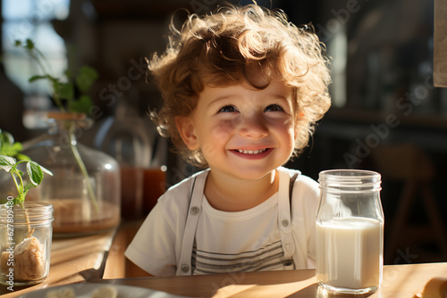 little child with milk