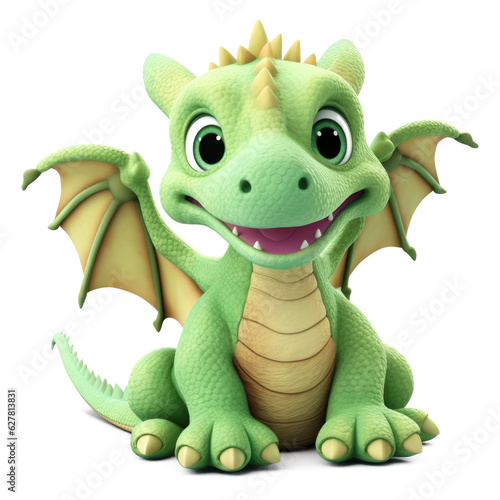 Cute Dragon Stuffed Toy Isolated on Transparent Background 