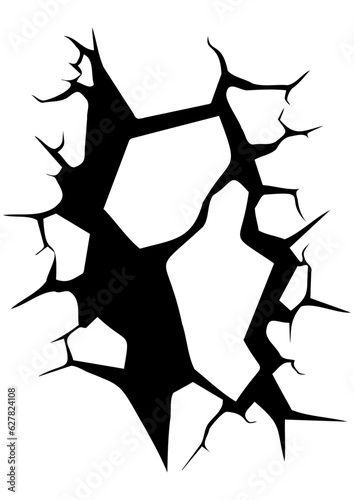Crack in the earth vector illustration, crack in the ground silhouette