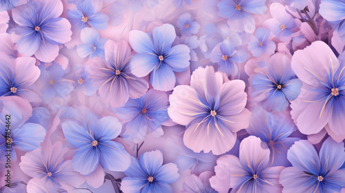 A vibrant bouquet of blue and pink flowers against a striking purple backdrop