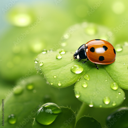 Lady beetle on clover, lucky charms