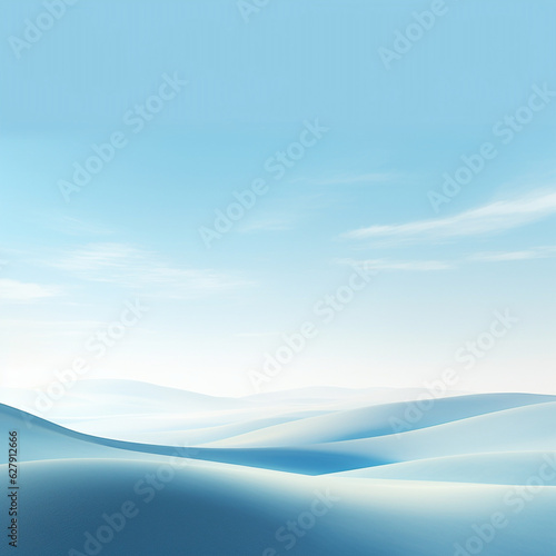 流線型のフォルムの青い雪原