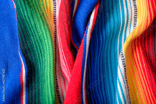 Colorful serape. Typical colorful fabric from Mexico. Texture background.