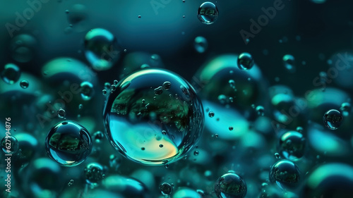 Small air bubbles in the water, Underwater background, Aquamarine bubbles. Generative Ai