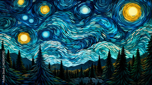 Hand-painted cartoon beautiful impressionist van Gogh painting style oil painting pattern illustration design