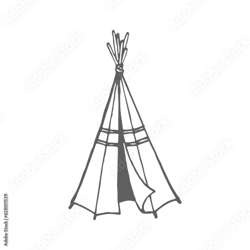 Tent illustration, wigwam rdawing, Indian home