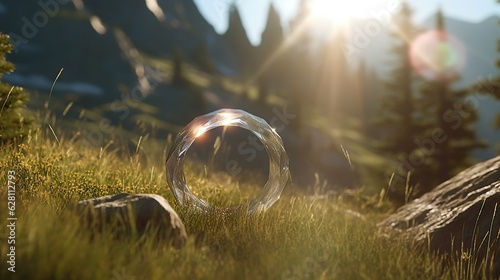Authentic anamorphic lens flare with ring ghost effect generate ai
