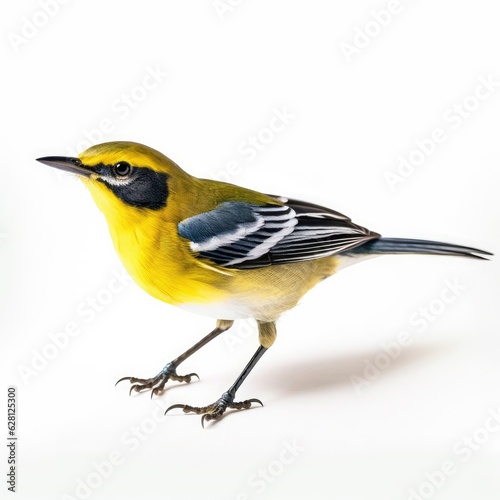 Blue-winged warbler bird isolated on white. Generative AI