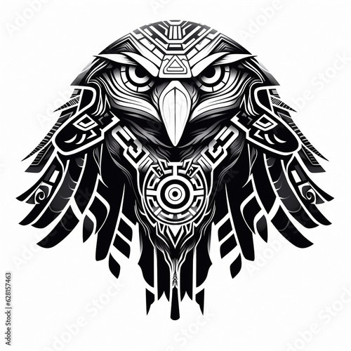 a thunderbird tribal tattoo sketch isolated on white
