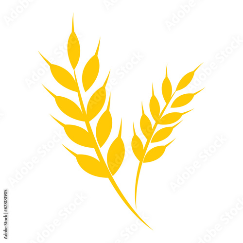 Set of golden wheat ears, agriculture wheat vector icon, wheat vector logo template isolated on white background.