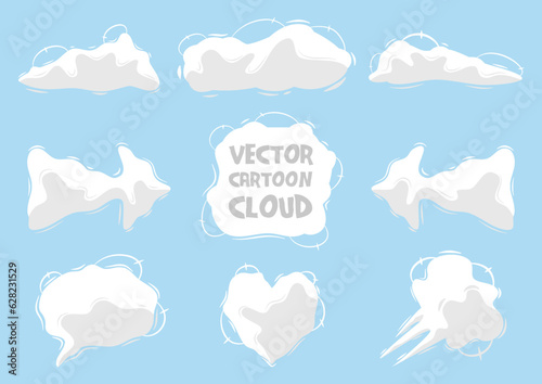 ensemble de nuages vectoriel, symbole en forme de nuage, flèche, coeur, bulle.