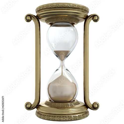 3d rendering golden hourglass isolated png