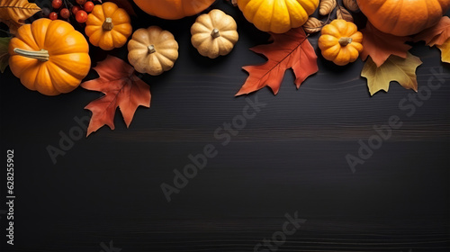 A festive autumn table filled with various types of pumpkins- Fall Leaves Decor