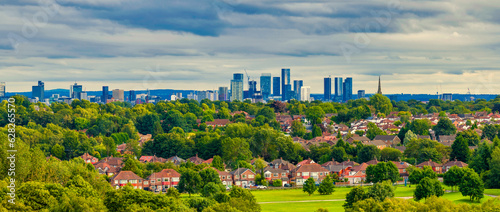 Manchester's amazing skyline panoramic aerial shot taken from Heaton Park. 