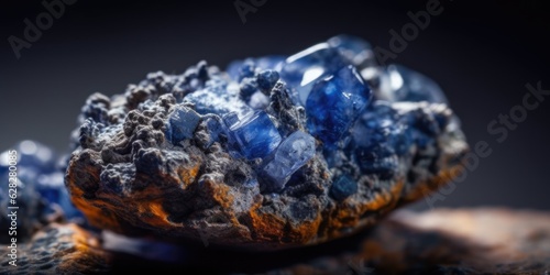 Photo of the mineral stone sodalite close-up, macro. Generative AI