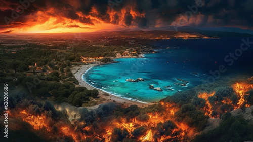 The Burning Shores of Greece: A Dramatic Scene from Rhodes