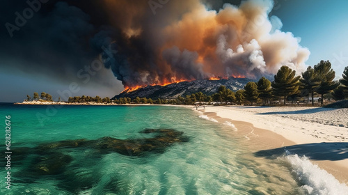 The Burning Shores of Greece: A Dramatic Scene from Rhodes