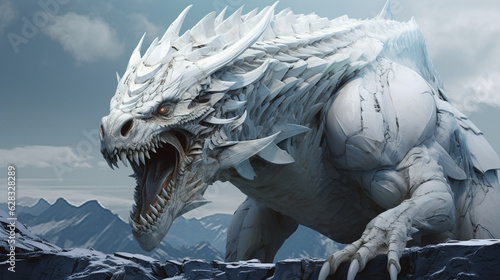 Artwork of Large White Monster with Sharp Claws