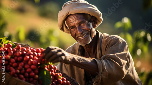Ethiopia farmer dry coffee arabica coffee bean