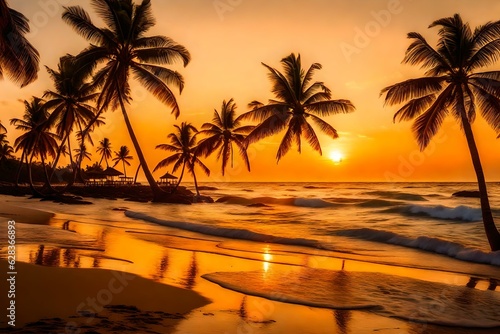 sunset on the beachgenerative by AI technology