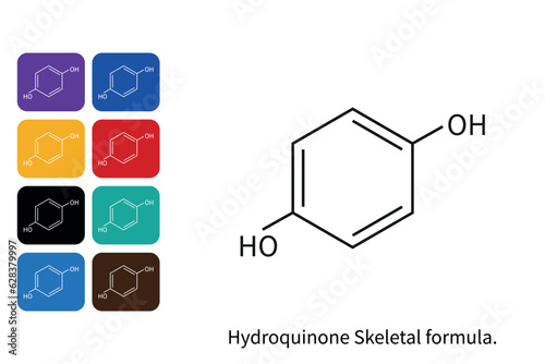 Hydroquinone reducing agent molecule skeletal formula. Vector illustration.