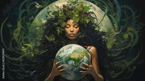 Artistic image of mother earth. World environment and mother earth day concept