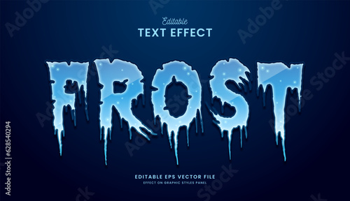 decorative frost blue editable text effect vector design