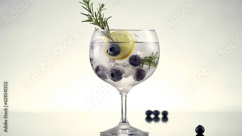 cocktail alcohol gin and tonic isolated on a white background.